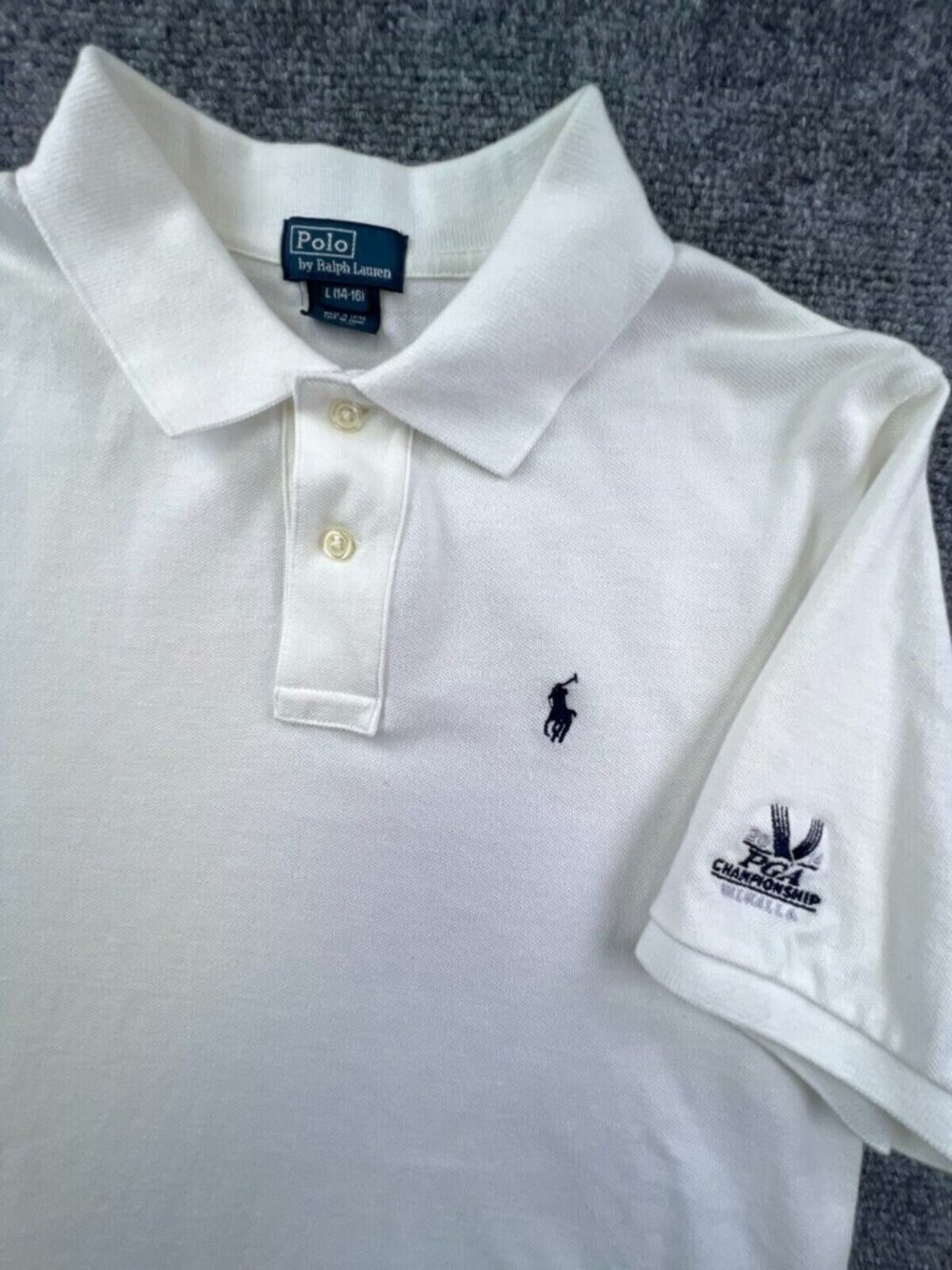 Polo Ralph Lauren Boys Shirt Large White PGA Championship 2014 Valhalla Golfing